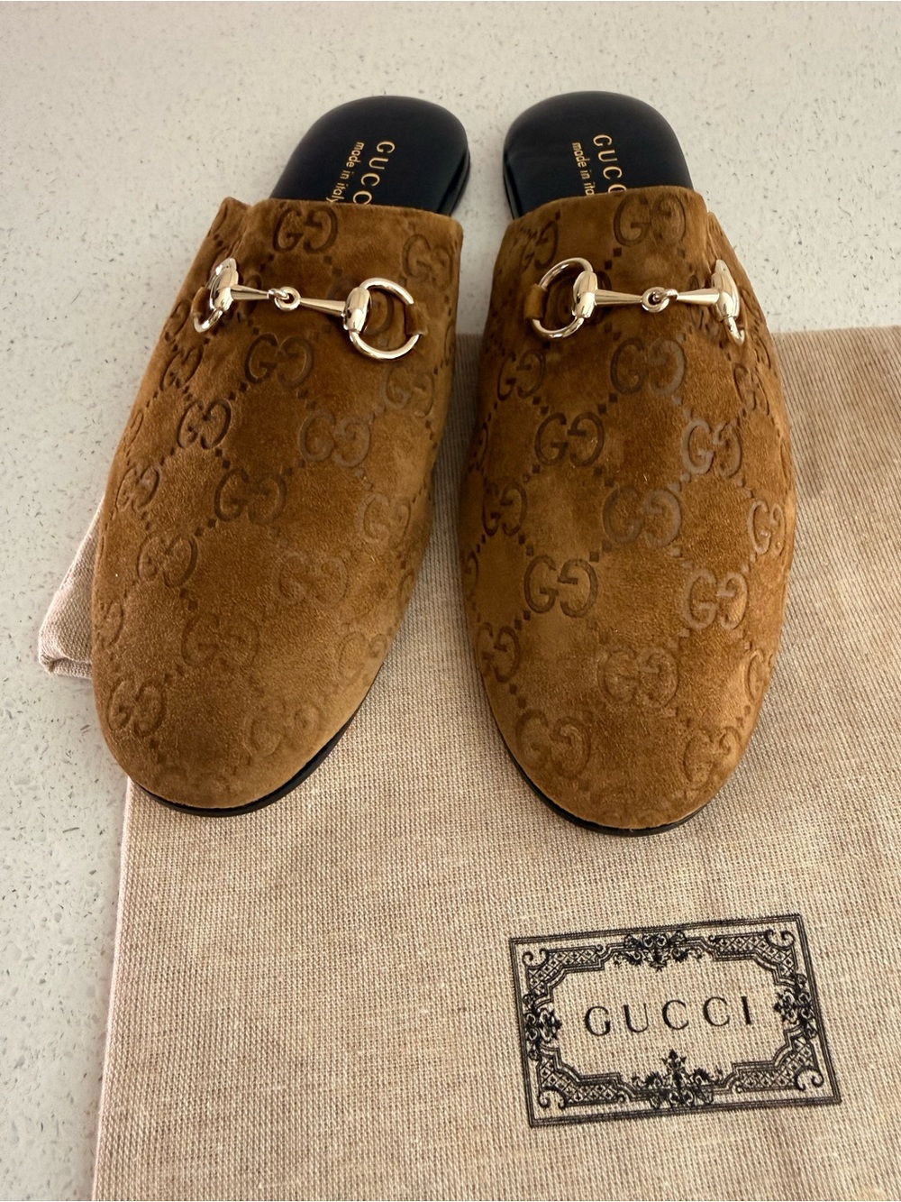 GUCCI Horsebit GG Suede Mule EU 37.5 US 7.5 - Picture 2 of 8